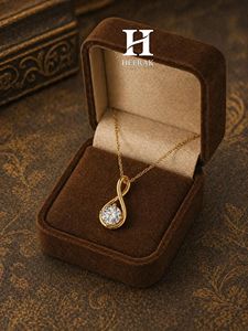 Elegante Collar con Colgante Solitario Infinito, Chapado en Oro de 14k, con Diamante de Corte Redondo para Mujer, Joyería de Regalo Significativa - Product Image 5