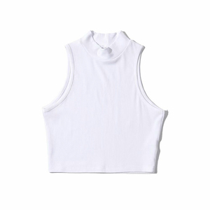 TKAN733 Wholesale Summer New Trend Fashion Solid Color Sleeveless <b>Mock</b> <b>Neck</b> Crop <b>Tops</b> Slim Fit Women's Vest Tank <b>Top</b> - Product Image 6