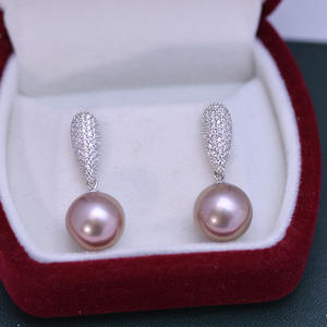 <b>Edison</b> 10-11mm White Freshwater Round Pearls Strong <b>Light</b> Fine Flaws S925 Silver Earrings-Wholesale - Product Image 4
