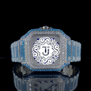 Montre-bracelet analogique de luxe de qualité supérieure avec diamants verts, boîtier et bracelet en acier inoxydable, disponible pour l'exportation - Product Image 1