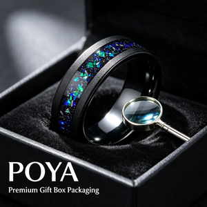 Bague en carbure de tungstène avec incrustation d'opale concassée Galaxy et finition sablée noire pour hommes et femmes, bijoux uniques en gros - Product Image 2