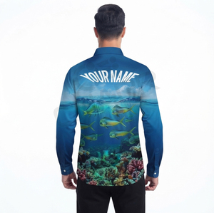 Custom Logo Botton Collar <b>Sun</b> Protection Long Sleeve Fishing Polo <b>Shirt</b> 100% Polyester Moisture Fisherman Jersey - Product Image 2
