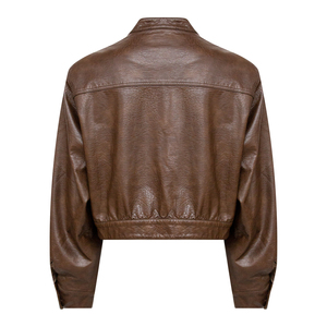 PU Varsity <b>Jacket</b> Fashion Girls Single Button Solid Loose Winter Breathable Viscose Lining New Style Premium Wear - Product Image 3