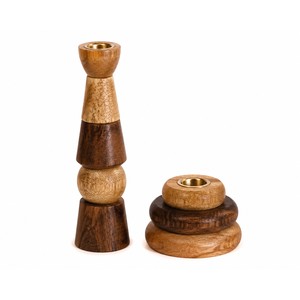 Ensemble de porte-bougies empilables en bois de manguier, vente en gros |   Fabriqué à la main en Inde - Product Image 5
