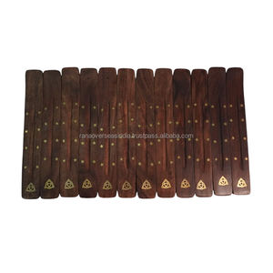 Quemador de incienso de estrella Triquetra de madera hecho a mano, patrón de incrustaciones de latón, receptor de cenizas recién llegado para regalar anís estrellado - Product Image 2