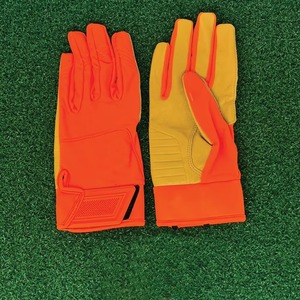 Full Finger <b>Baseball</b> <b>Gloves</b> Orange Yellow Leather Non-Slip Hook And Loop Closure For Adults Outfield Use All Seasons <b>Gloves</b> - Product Image 1