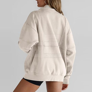 Modern <b>Women</b> <b>Quarter</b> <b>Zip</b> Sweatshirt With Premium Cotton Fabric Pullover For Casual Fashion Outdoor Wear And Daily Activities - Product Image 6