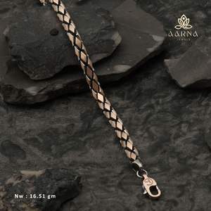 Pulsera de Oro Sólido de 22K en Dos Tonos, Diseño Italiano Clásico Fusion Link, Unisex, con Cierre de Langosta, 16.51g - Product Image 1