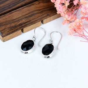 Pendientes de Plata de Ley 925 con Espinela Negra Facetada, Joyería con Piedras Preciosas, Regalo Boho Hecho a Mano para Ella - Product Image 5