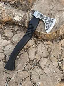 Hache viking artisanale Thewizcrafts en acier à haute teneur en carbone, manche en bois de frêne, étui en cuir, camping en plein air, OEM HRC 58-60 - Product Image 2