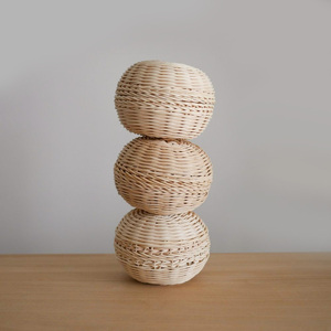 Mini rattan storage container trinket jewelry display <b>box</b> <b>round</b> shape lidded boxes low cost - Product Image 6