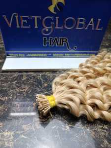 Color rubio rizado I-Tip Hair Raw Vietnamita extensión de cabello humano al por mayor para mujeres negras - Product Image 5