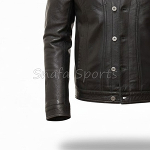 Veste en cuir véritable noir de qualité supérieure pour hommes, style bomber vintage, pour motards et vestes en cuir décontractées d'hiver - Product Image 4