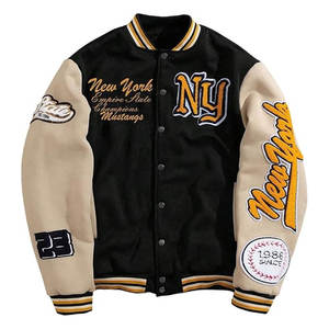 Blouson Bomber Homme à Motif Lettres, Manches Longues, Bordures Rayées, Boutons sur le Devant, Style Décontracté Streetwear Universitaire, Vêtement d'Extérieur Automne - Product Image 5