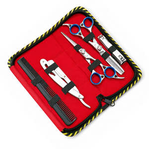 Kit de ciseaux de barbier professionnels en acier inoxydable avec lame tranchante, design pour droitiers et manche long - Product Image 1