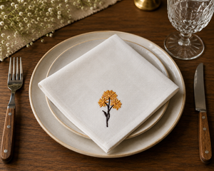 Embroidered <b>Cloth</b> Napkin Square Dinner Napkin Floral <b>Linen</b> <b>Table</b> Decor for Wedding Dining Party - Product Image 3