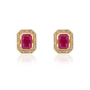 Moissanite Diamond Halo Bridal Stud <b>Earrings</b> in 14K 18K White or Yellow Gold - Product Image 4