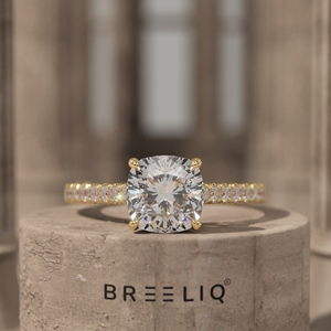 Bague de fiançailles en or 14K avec diamant taille coussin, halo pavé, 2 carats, solitaire taille coussin, or blanc, bague de mariée, fournisseur de bijoux OEM - Product Image 1