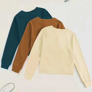 เสื้อยืดเด็กแขนยาวผ้าคอตตอน100% รูปผู้หญิง3ชิ้นโลโก้ออกแบบได้ตามที่ต้องการ - Product Image 2