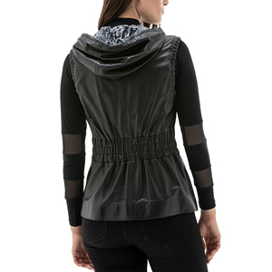 Women's <b>Black</b> Motorcycle Leather <b>Vest</b> Genuine Cowhide Biker Style Factory Price Wholesale OEM Supplier - Product Image 2