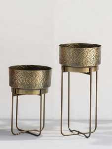 Elegant metal flower <b>vases</b> designed with modern textures and handcrafted detailing to create a timeless decorative statement - Product Image 1