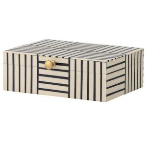 Best Quality Resin Inlay Jewelry Box with <b>Black</b> White Resin Striped Pattern Glossy Phinishd Storage Container for Living Room - Product Image 3