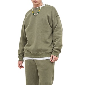 Sweat-shirt à col rond en molleton 100% coton uni avec logo personnalisé, sweat-shirt à col rond pour homme - Product Image 1