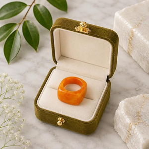 Handmade Polished Orange Amber Marbled <b>Resin</b> <b>Ring</b> Irregular Wide Band Statement Fashion Jewelry Unisex Angel Theme - Product Image 4