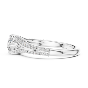Anillo de Compromiso de Lujo con Moissanita de Corte Redondo, Plata de Ley 925, Diseño de Tallo Dividido con Pavé de Diamantes, Joyería de Boda para Mujer - Product Image 3