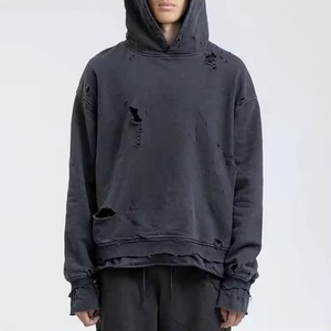 Sweats à capuche décontractés en tissu épais de qualité supérieure, effet délavé à l'acide, en mélange de coton, pour la vente en gros - Product Image 6