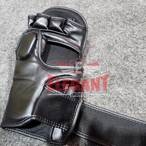 Guantes de Entrenamiento MMA de Cuero PU Negro, Transpirables, con Protección en la Palma, Cierre, Material Suave Antideslizante, Colores Personalizables - Product Image 6