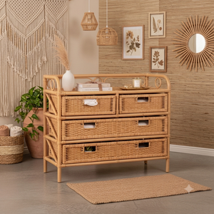 Commode en rotin naturel tressé, meuble de rangement, buffet, console, style bohème, pour la maison, chambre moderne - Product Image 2