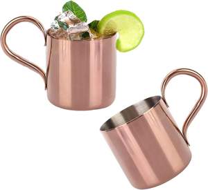 Taza Moscow Mule de Cobre Puro Hecha a Mano, Taza de Cobre Martillado con Asa de Latón para Cócteles, Cerveza y Bebidas Frías - Product Image 1