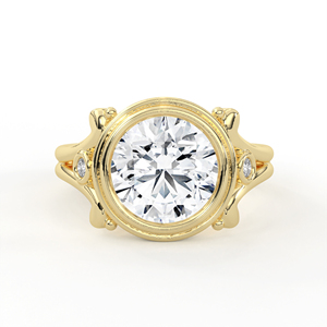 แหวนเพชรทรงกลมเจียระไนแบบบริลเลียนท์ 2.50 กะรัต ทอง 14K 18K เพชรเลี้ยงในห้องปฏิบัติการ ดีไซน์แหวนแยกส่วนแบบวินเทจ ประดับเพชรข้างแบบเบเซล แหวนแต่งงานแบบโซลิแทร์ เครื่องประดับ - Product Image 3
