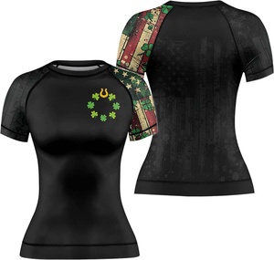 เสื้อแรชการ์ดแขนสั้นแบบบีบอัด MMA BJJ ใส่ได้ทั้งชายและหญิงพร้อมคุณสมบัติป้องกันแบคทีเรียและเป็นมิตรกับสิ่งแวดล้อม - Product Image 1