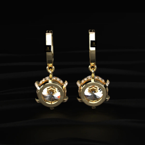 Round Cut Solitaire <b>Diamond</b> Leverback <b>Dangle</b> <b>Earrings</b> Lab Grown <b>Diamond</b> Ring Yellow Gold White Gold Rose Gold Elegant Jewelry - Product Image 4