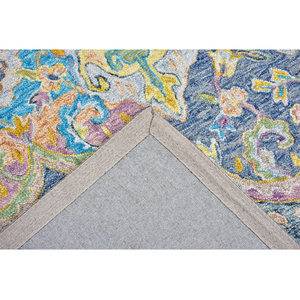 Tapis d'intérieur en laine tufté à la main, motif floral coloré, bleu multicolore, style moderne, écologique, antidérapant, pour intérieurs modernes - Product Image 5