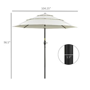 Ombrellone da Patio Beige a 3 Livelli con Manovella e Pulsante di Inclinazione per Terrazza e Giardino, Raggio di 2,7 m, Ideale per Cortili e Palestre - Product Image 3
