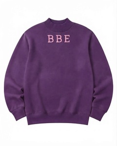 เสื้อสเวตเชิ้ตผู้หญิง คอเต่า ป้องกันริ้วรอย ปักโลโก้ด้านหน้า ตัวอักษร BBE แขนยาว ผ้าคอตตอนผสม - Product Image 1