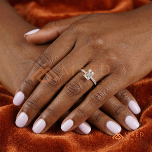 The "Luxe Emerald" <b>Solitaire</b> <b>Ring</b> – 925 Sterling <b>Silver</b> with Triple-Row Pavé Band Classic Multi-Row Micro Pavé - Product Image 4