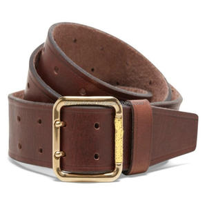 Hecho de cuero texturizado de calidad superior, marrón negro natural cuero de vaca, cinturón informal de cuero a la moda para hombre, hebilla de doble pasador de latón - Product Image 3