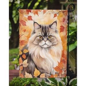 Gato persa Multicolor y hojas de otoño Bandera de jardín Buzón artístico Pancarta decorativa de patio para patio y macizos de flores - Product Image 3