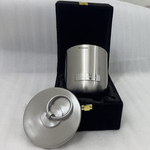 Custom Logo Silver Metal <b>Candle</b> Jar With Ring Handle Lid Brushed Stainless Steel Scented <b>Candle</b> Vessel With Premium Velvet <b>Gift</b> - Product Image 1
