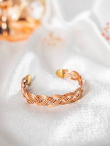 Belladec Women's Handwoven <b>Copper</b> Braided Cuff Bracelet Adjustable Artisan Elegant Handmade Classic Statement Jewelry Crafted - Product Image 6