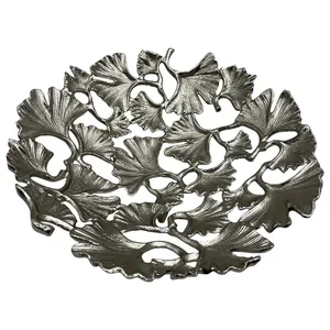 Premium Handmade Fruit Bowl for Kitchen Counter Coffee Table Dining Table DisplayLeaf Shape Metal <b>Decorative</b> <b>Plate</b> Handmade - Product Image 3