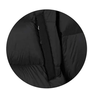 Veste matelassée à capuche noire pour homme, coupe-vent décontractée d'hiver, en polyester épais, coupe régulière, fermeture à boutons, couleur unie - Product Image 4