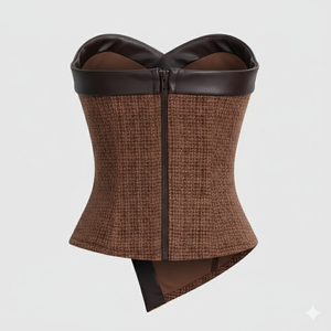 Vestido largo tipo corsé arquitectónico sin tirantes con volantes en verde lima. - Product Image 2