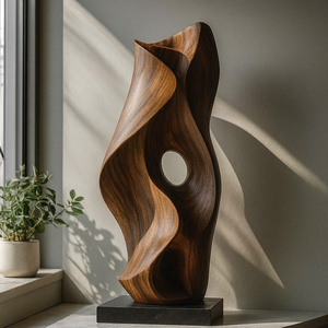 Escultura Abstracta de Madera Hecha a Mano, Decoración para el Hogar, Arte Abstracto Minimalista en Madera, Decoración de Arte en Madera Maciza, Hecho a Mano - Product Image 1