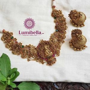 Nagas Semi Bridal Gold Plated Zircon Necklace and Earring Set - Product Image 1