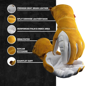 Gants de sécurité robustes en cuir croûte de vachette renforcé pour soudage TIG, résistants à l'abrasion et à la chaleur, pour travaux de construction - Product Image 3